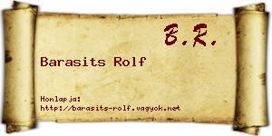 Barasits Rolf névjegykártya